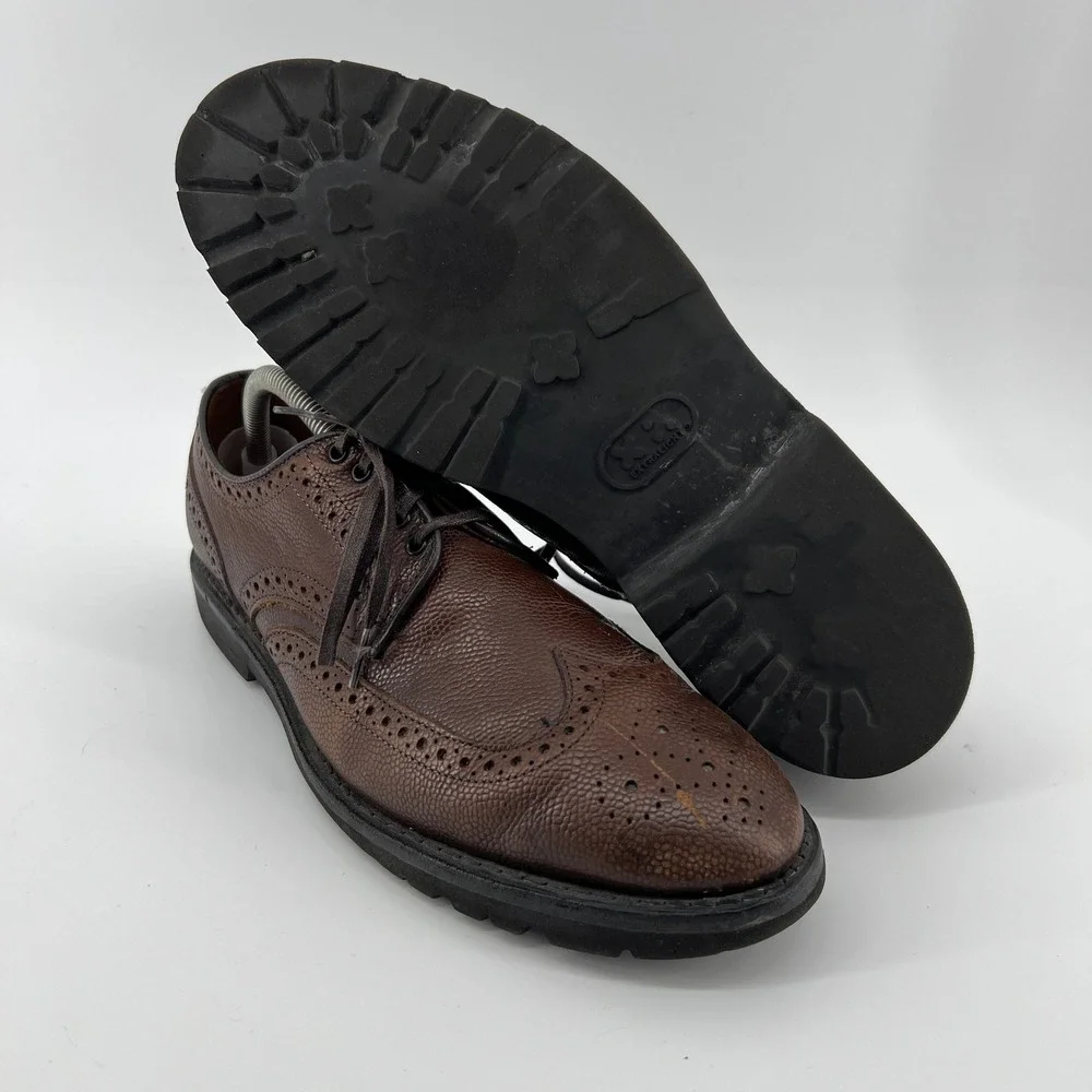 Allen Edmonds Tate Mens‎ 9.5 B Brown Wingtip Brogue Leather Oxford Dress Shoes